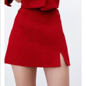 Zara Red Knit/Woven Skirt